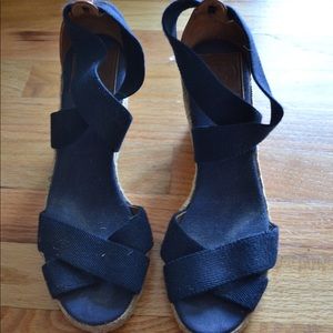 Tory Burch Navy Espadrille Wedges